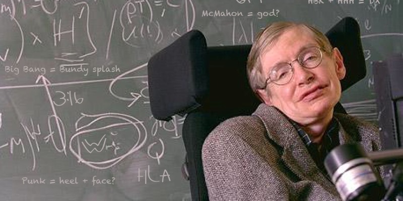 Foto da cintura para cima do físico Stephen Hawking, portador de ELA.
