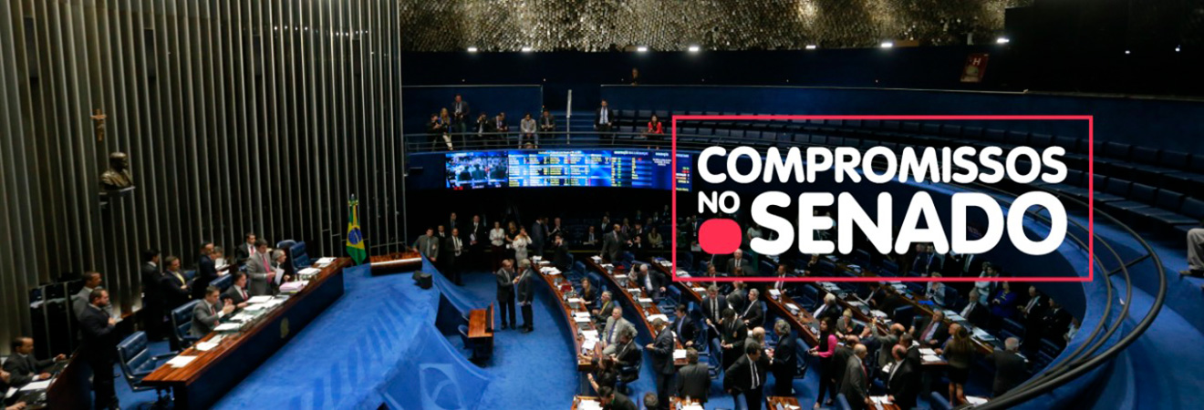 Foto do Senado com a frase Compromisso no Senado